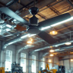 A photograph of a well-lit industrial space featuring a large
