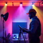 A photograph of a well-lit space showcasing both rgb and rgbw lights in action