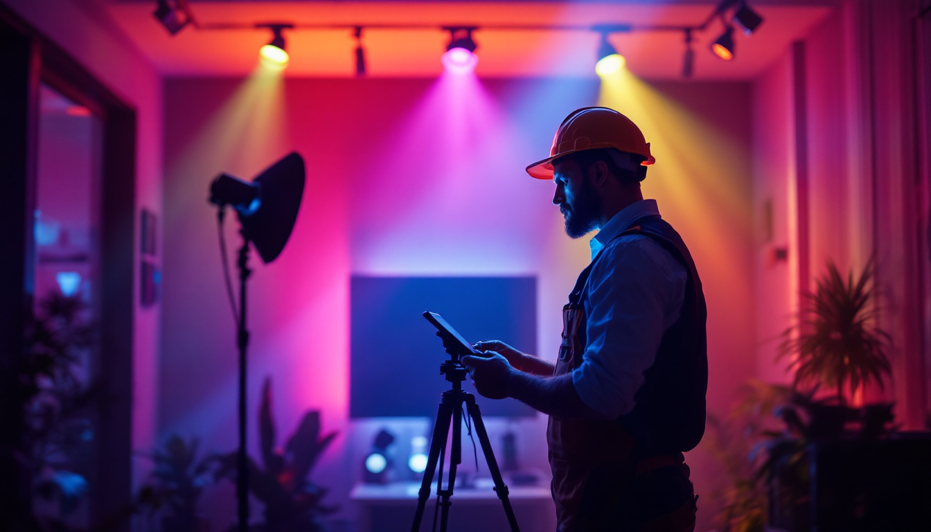 A photograph of a well-lit space showcasing both rgb and rgbw lights in action
