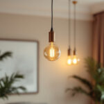 A photograph of a beautifully designed pendant light fixture hanging in a stylish interior setting