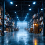 A photograph of a bustling warehouse filled with outdoor sign lights
