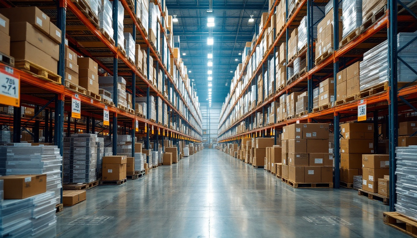 A photograph of a warehouse filled with architectural wall packs