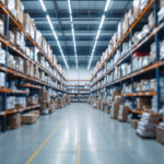 A photograph of a warehouse filled with led tube lights