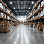 A photograph of a warehouse filled with high bay led retrofit kits