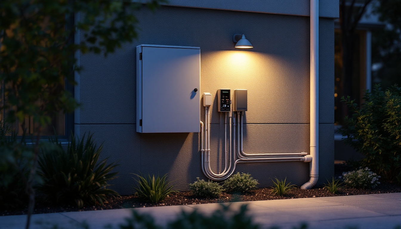 A photograph of a well-installed outdoor electrical box in a residential setting
