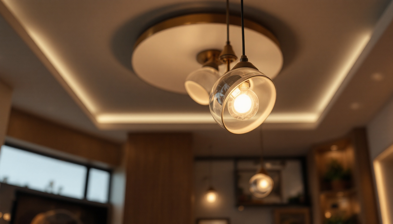 A photograph of a beautifully designed ceiling light fixture in a modern interior space
