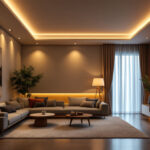 A photograph of a well-designed room featuring recessed lighting