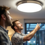 A photograph of a well-lit modern interior space showcasing an elegant led ceiling light fixture