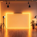 A photograph of a well-lit interior space showcasing various types of light strips in use