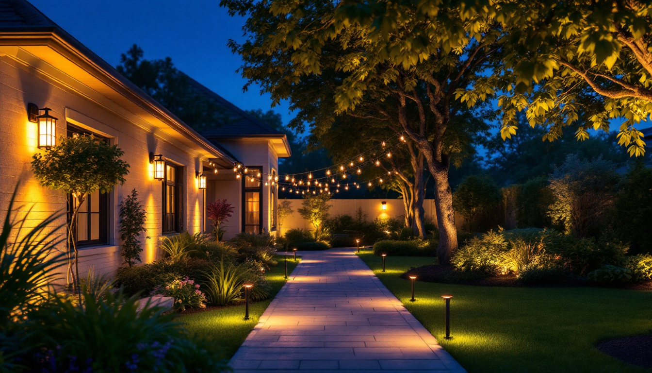 A photograph of a beautifully illuminated outdoor space at dusk