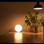 A photograph of a well-lit interior space showcasing wafer lights in use