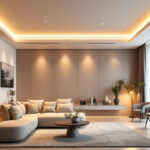 A photograph of a modern living space featuring stylish led recessed lighting