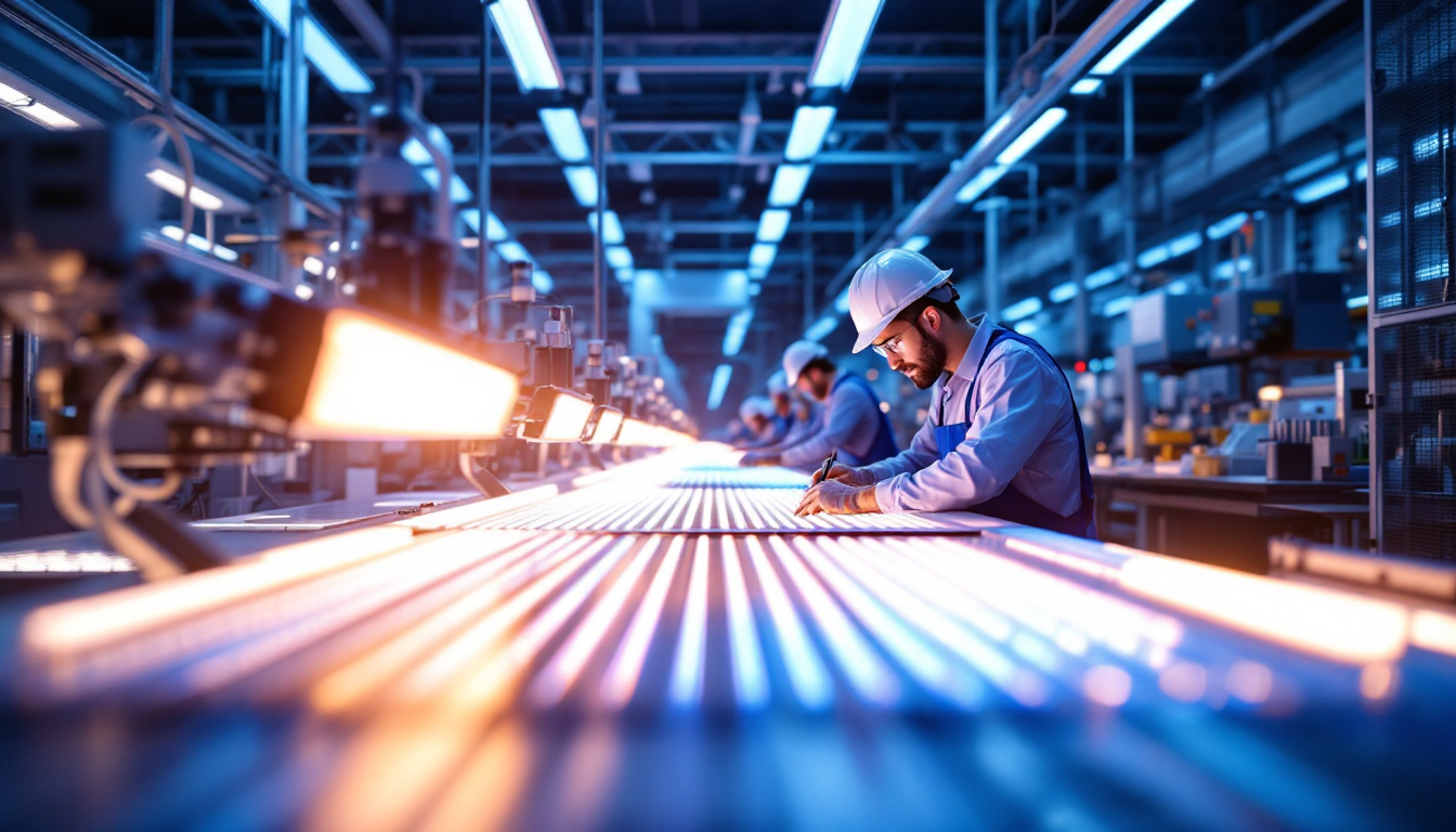 A photograph of a modern led industrial lighting factory