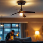 A photograph of a stylish and modern ceiling light fixture in a well-lit room
