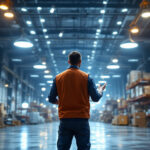 A photograph of a well-lit warehouse interior showcasing various lighting fixtures and installations
