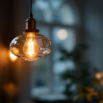 A photograph of a beautifully designed pendant light hanging in a stylish interior setting