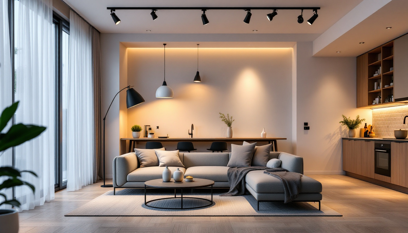 A photograph of a beautifully designed interior space featuring elegant track lighting