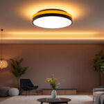 A photograph of a beautifully designed flush mount ceiling light installed in a modern living space