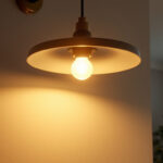 A photograph of a well-designed ceiling lamp installed in a stylish room setting