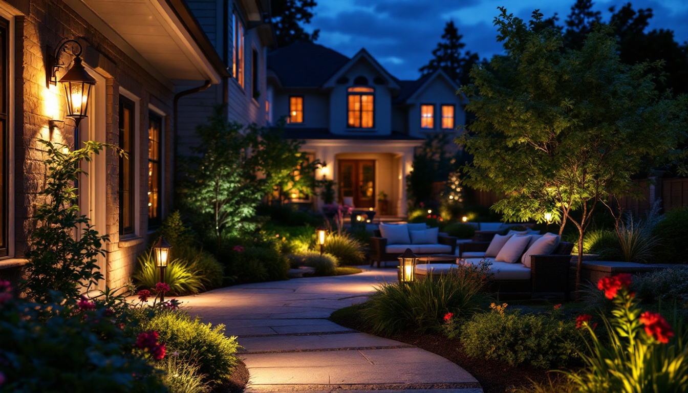 A photograph of a beautifully illuminated outdoor space at dusk