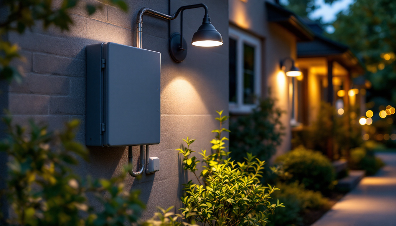 A photograph of a well-installed exterior electrical box in a residential setting