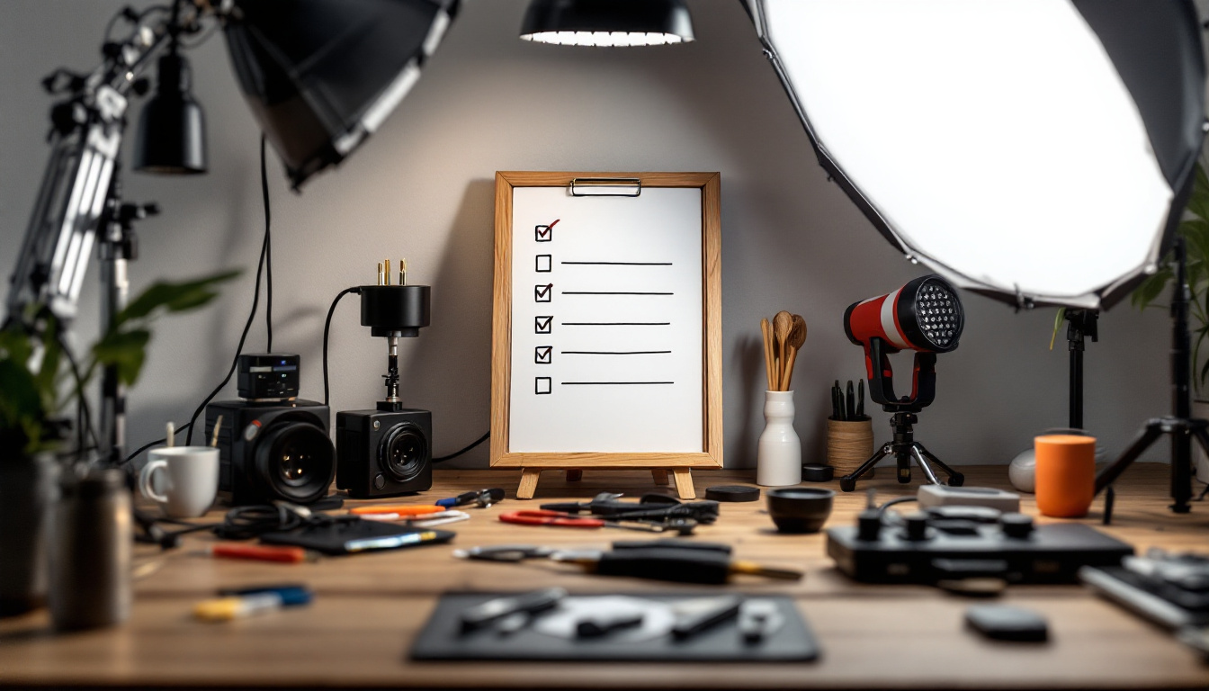 A photograph of a well-organized workspace featuring a variety of outlet plugs
