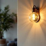 A photograph of a beautifully designed interior space featuring a stylish sconce lighting installation