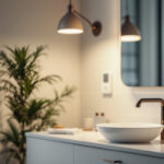 A photograph of a stylish vanity lamp in a well-lit