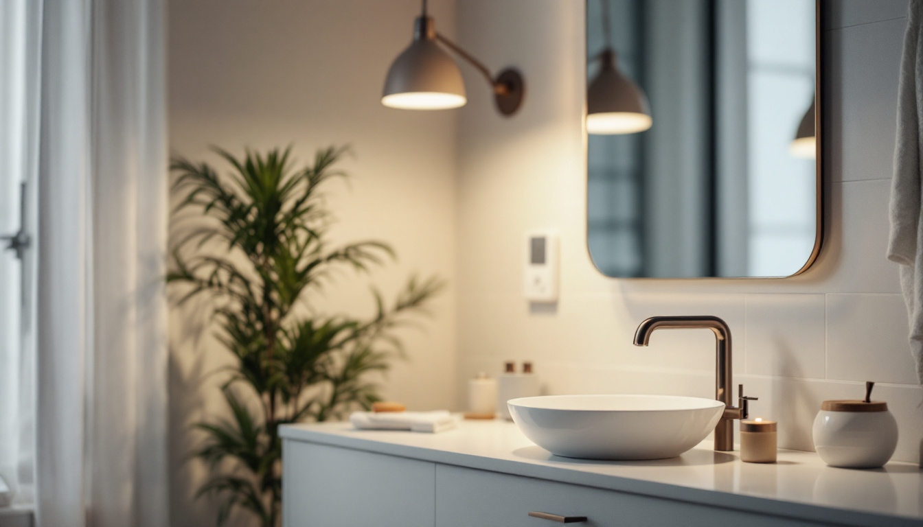 A photograph of a stylish vanity lamp in a well-lit