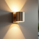 A photograph of a beautifully designed wall sconce light installed in a stylish interior setting