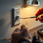 A photograph of a lighting contractor working on a residential installation