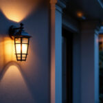 A photograph of a beautifully designed exterior wall lantern installed on a home