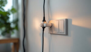 A photograph of a three-way light switch setup in a well-lit room