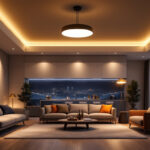 A photograph of a well-lit modern interior showcasing various styles of led ceiling lights in use
