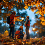 A photograph of a team of professionals engaged in a hands-on training session outdoors
