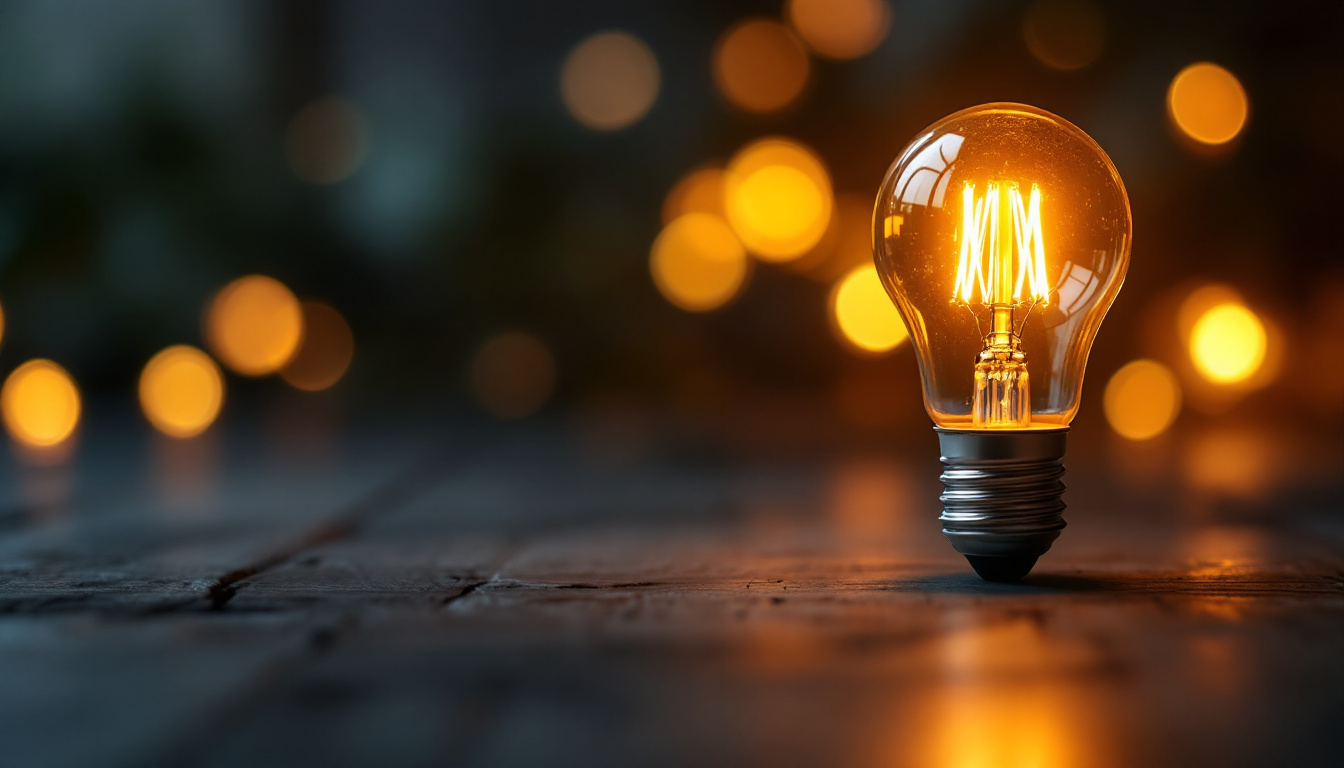 A photograph of a close-up of a 12-volt screw-in led bulb illuminated in a cozy