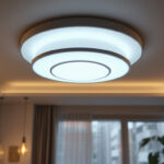A photograph of a beautifully designed ceiling light fixture in a well-lit room