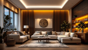 A photograph of a well-designed interior space showcasing recessed led lighting in various settings
