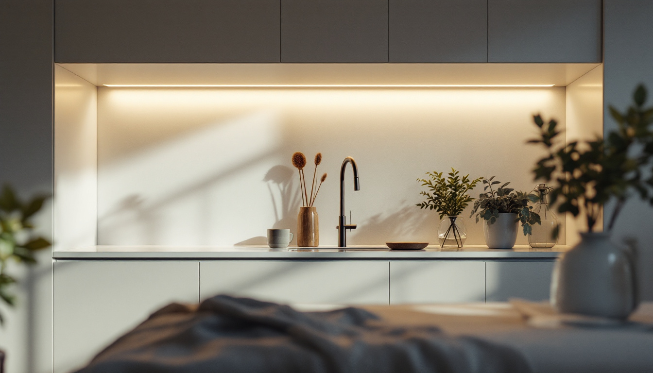 A photograph of a beautifully designed cabinet with integrated lighting