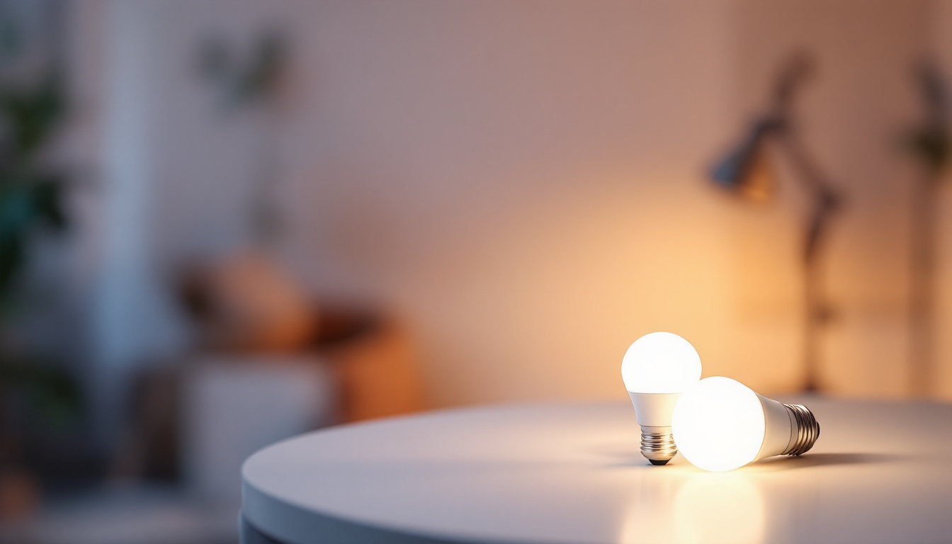 A photograph of a brightly lit room showcasing a type a bulb in use