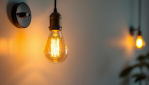 A photograph of a stylish and modern light fixture in an aesthetically pleasing setting
