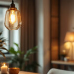 A photograph of a beautifully designed hanging light fixture in a well-lit