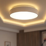 A photograph of a beautifully designed flush mount ceiling light installed in a modern living space