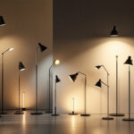 A photograph of a modern lighting contractor in action