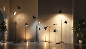 A photograph of a modern lighting contractor in action