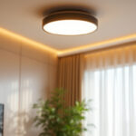 A photograph of a beautifully designed flush light fixture installed in a modern interior setting