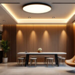 A photograph of a well-designed interior space featuring modern led ceiling lighting