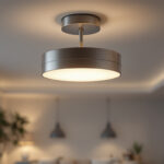 A photograph of a beautifully designed semi-flush light fixture installed in a stylish living space