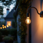 A photograph of a beautifully designed gooseneck light fixture mounted on an exterior wall