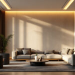 A photograph of an elegantly designed interior space featuring smart lighting solutions in action